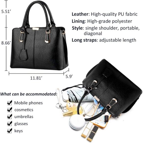 Spacious Elegant Satchel Handbag with Multiple Pockets - Perfect Gift Option - Picture 4 of 7